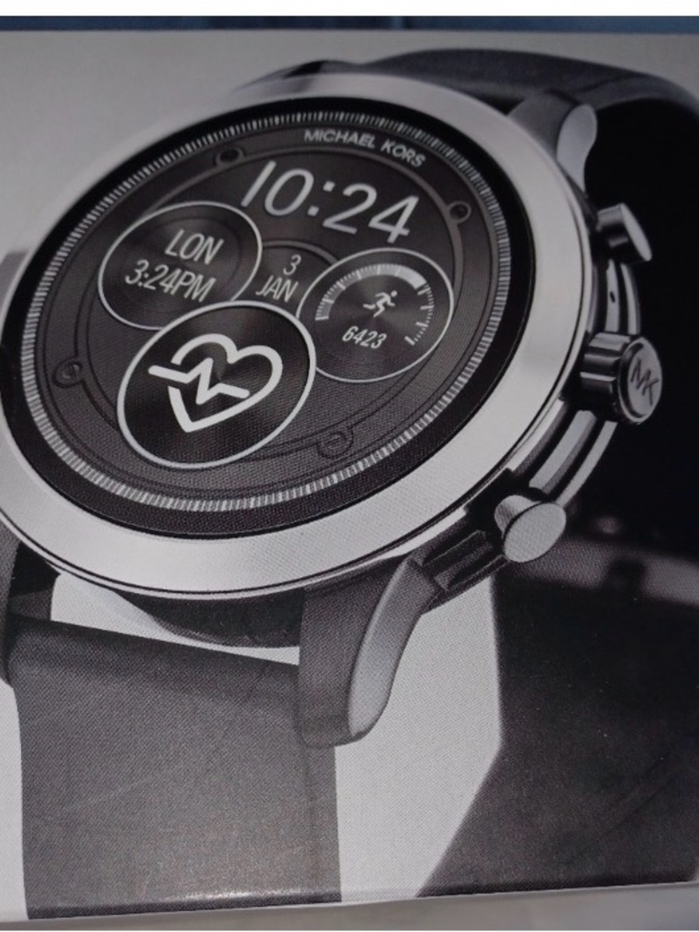 Michael Kors Black Silicone Smartwatch with Silver-Tone Bezel
